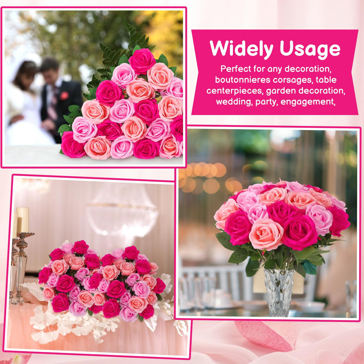 Ovveroche wedding bouquet centerpiece with silk roses that endure events