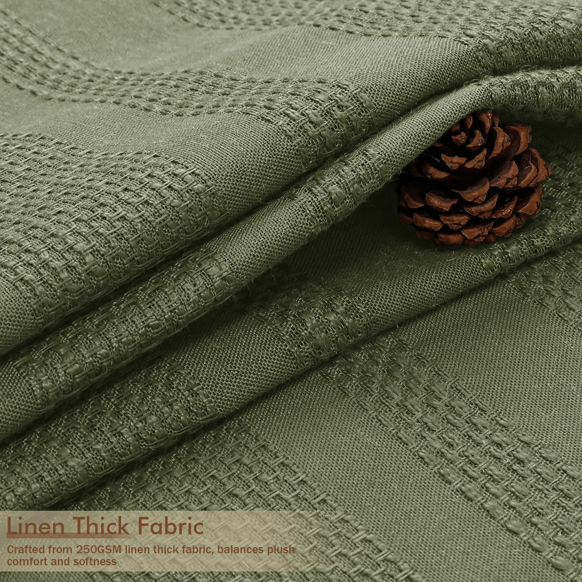 OVZME Sage Green Shower Curtain tassels detail adds a touch of luxury.