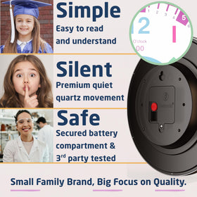 OWLCONIC clock for kids classroom wall-mount layout aids learning.