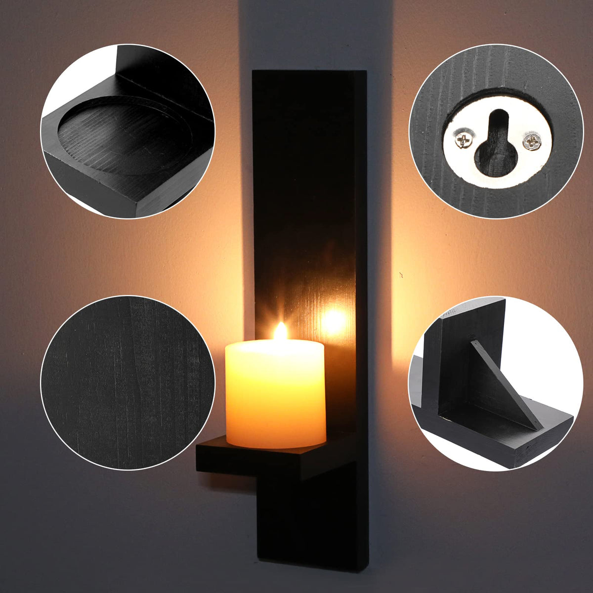 OwnMy durable hardwood sconce tray supports various candle sizes securely.