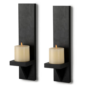 OwnMy wooden wall candle sconces set enhances rustic decor with warm ambiance.