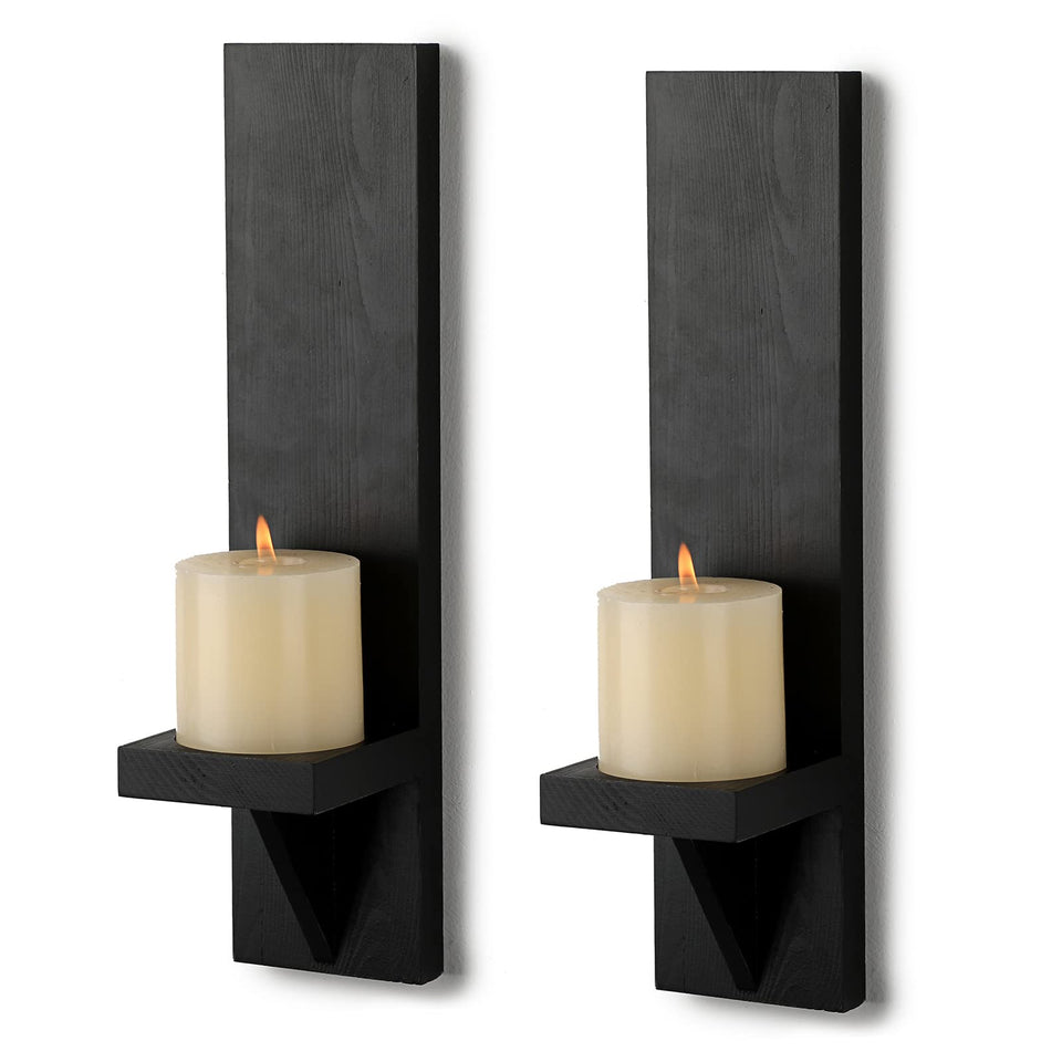 OwnMy wooden wall candle sconces set enhances rustic decor with warm ambiance.