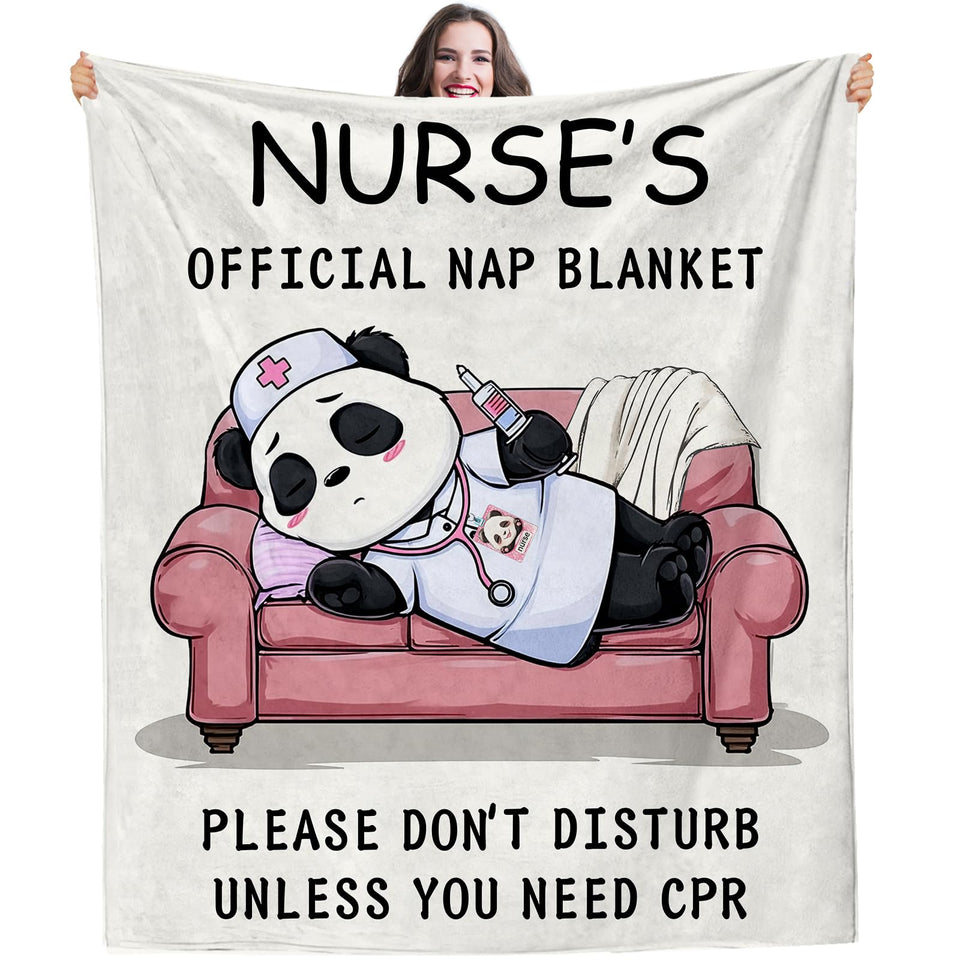 ownmysty nurse appreciation blanket panda, soft flannel throw for relaxing after shifts