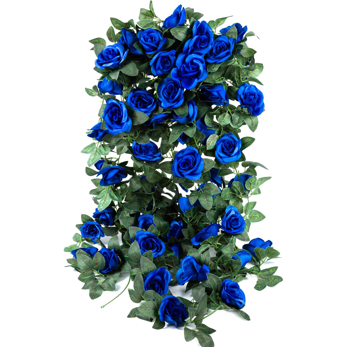 OWPFJG royal blue artificial rose vine garland for wedding backdrops and wall accents.