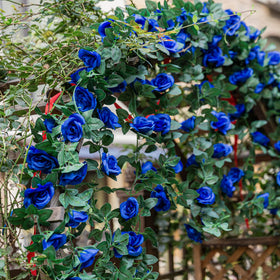 OWPFJG royal blue rose ivy garland offers flexible decor options for weddings and events.