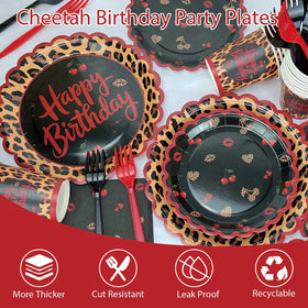 OWWOPATS red cheetah birthday banner creates a focal party backdrop.