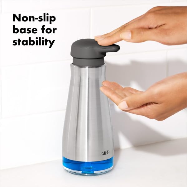 OXO Good Grips brushed stainless finish with fingerprint resistance for a tidy look