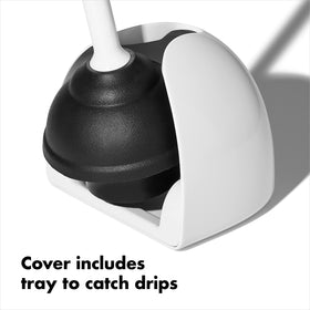 OXO Good Grips compact storage keeps the plunger ready near the toilet, saving space.