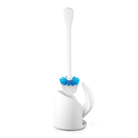 OXO Good Grips compact toilet brush with automatic door keeps storage neat for a tidy bathroom.