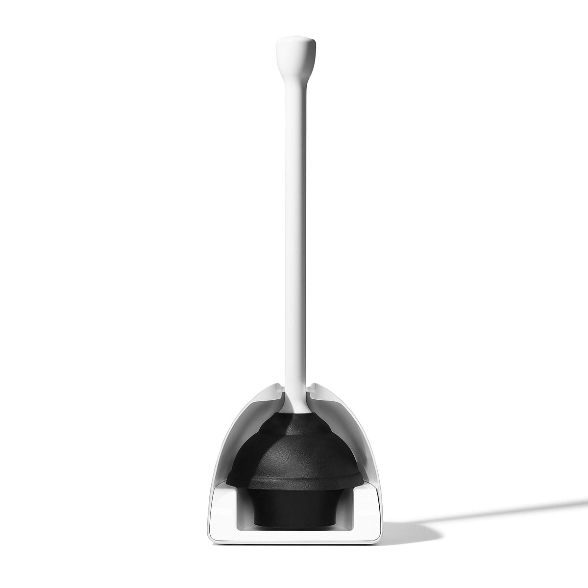 OXO Good Grips compact white design blends with modern bathrooms.