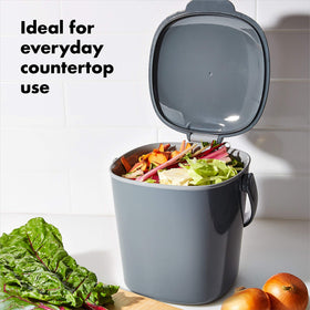 OXO Good Grips Easy-Clean Compost Bin contoured bottom aids easy emptying.