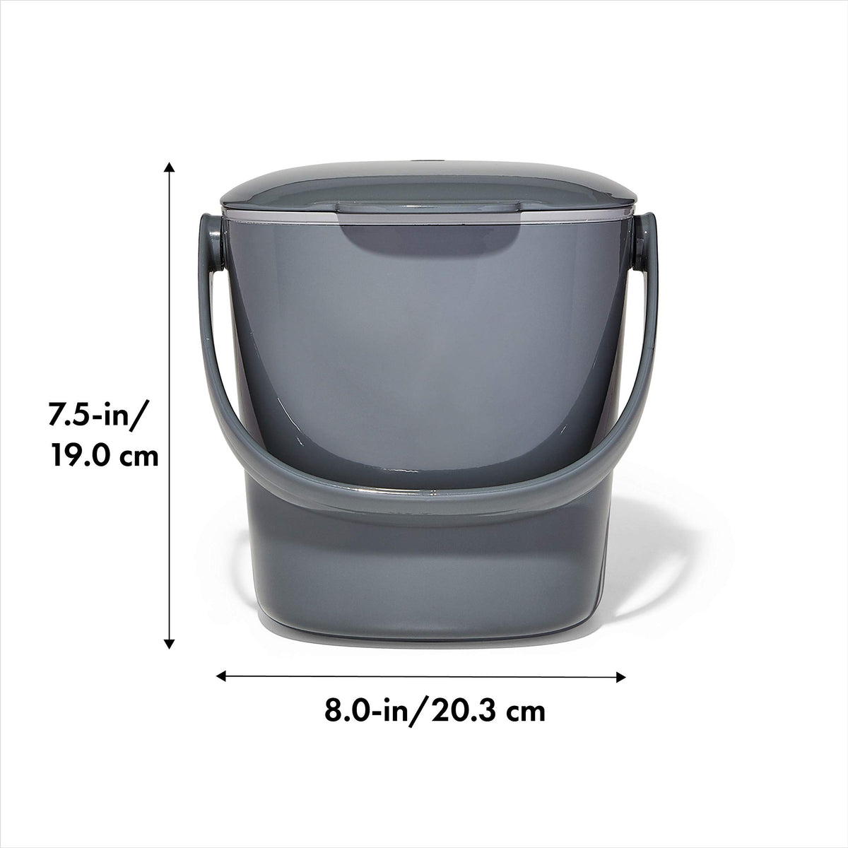 OXO Good Grips Easy-Clean Compost Bin lid-down locks odors for a clean countertop.