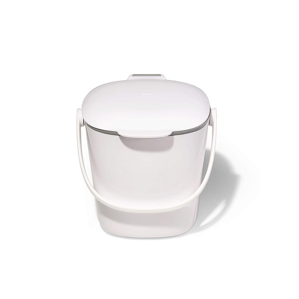 OXO Good Grips compost bin on counter with odor-contained lid