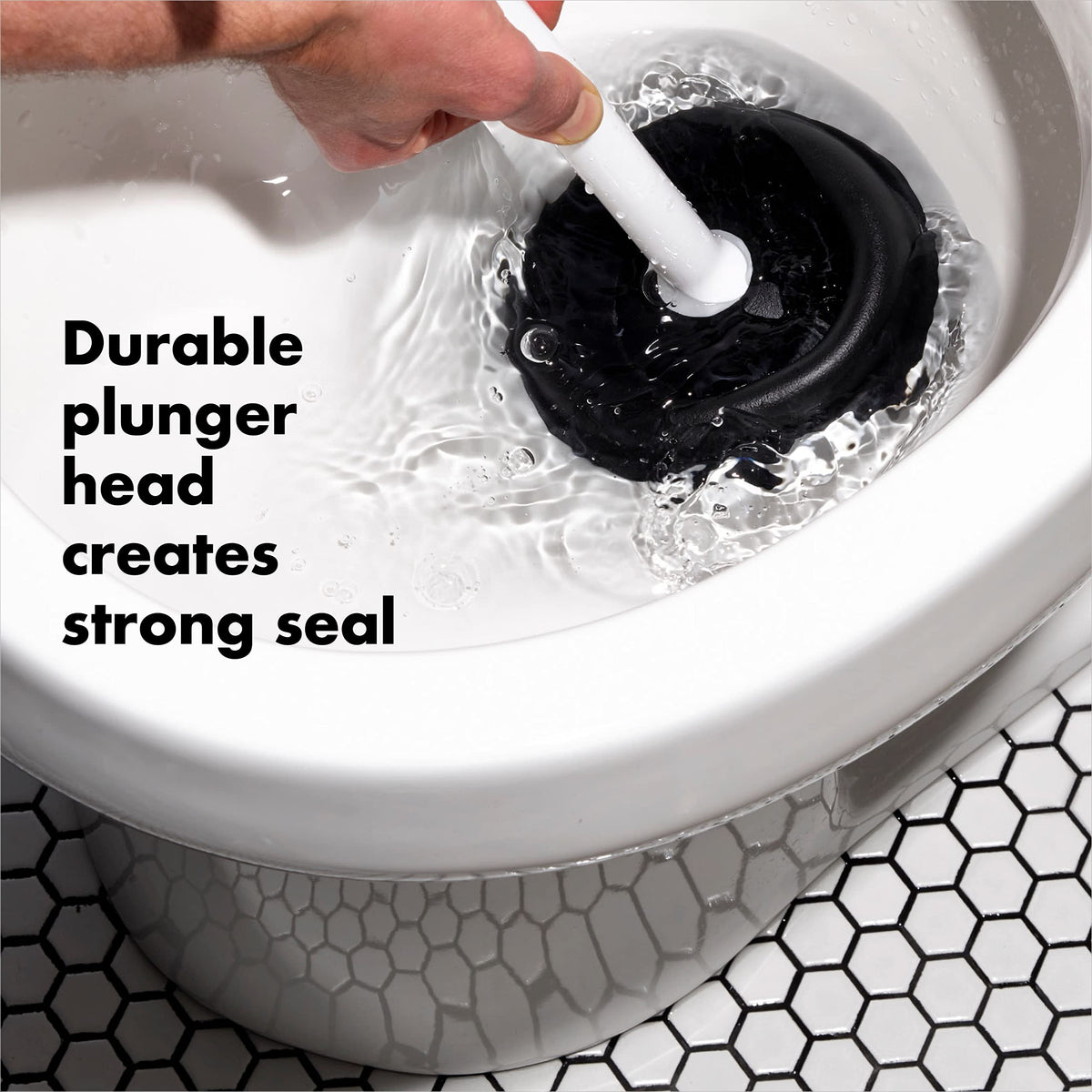 OXO Good Grips head extends for toilets and folds inward for sinks.