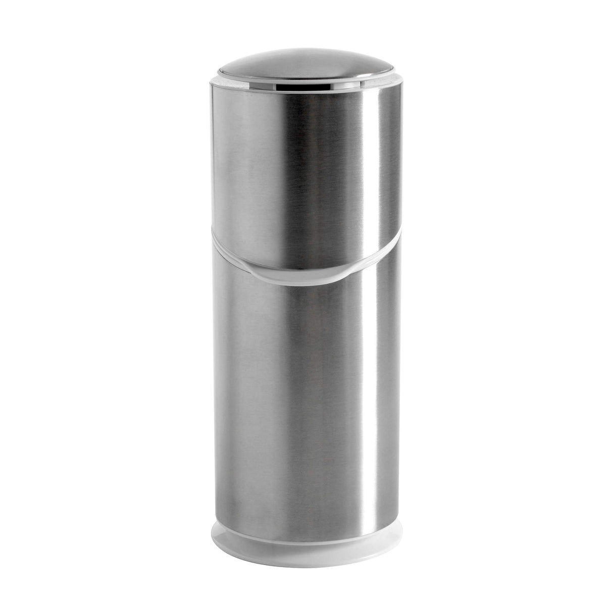 OXO Good Grips bathroom countertop accessory in stainless steel.