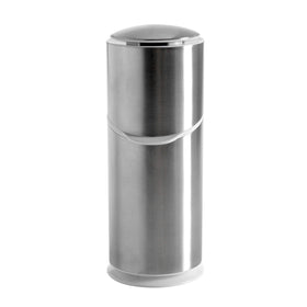 OXO Good Grips bathroom countertop accessory in stainless steel.