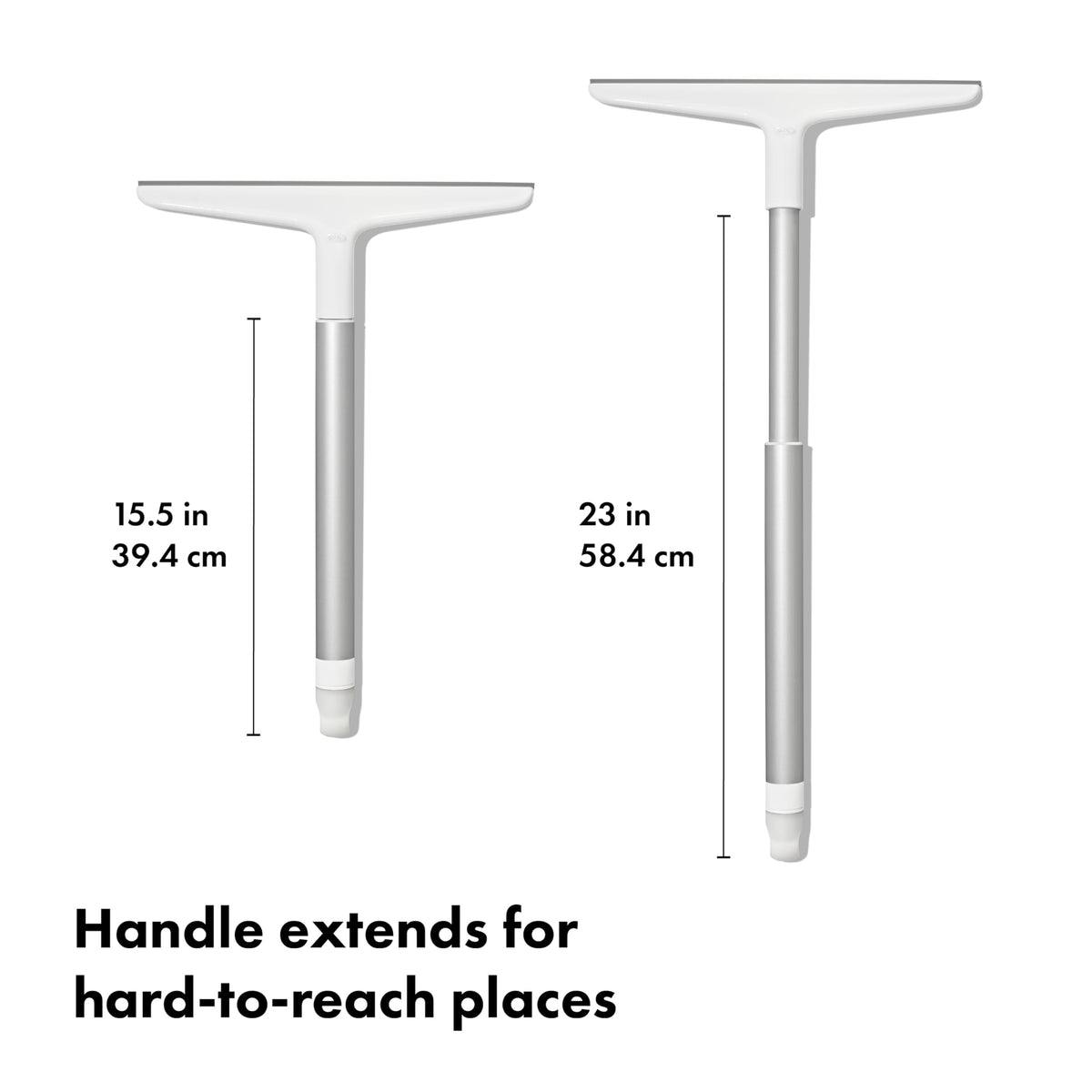 OXO silicone blade delivers streak-free drying on glass and tile