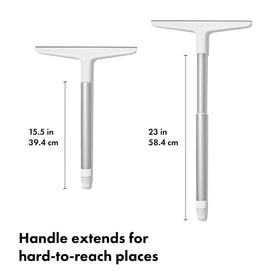 OXO silicone blade delivers streak-free drying on glass and tile