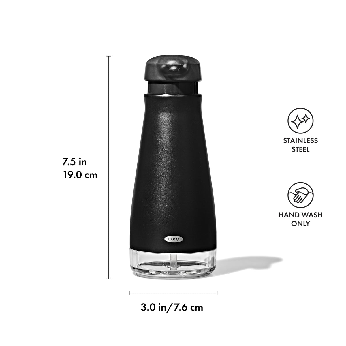 OXO Good Grips dispenser brushed stainless steel finish for a modern look