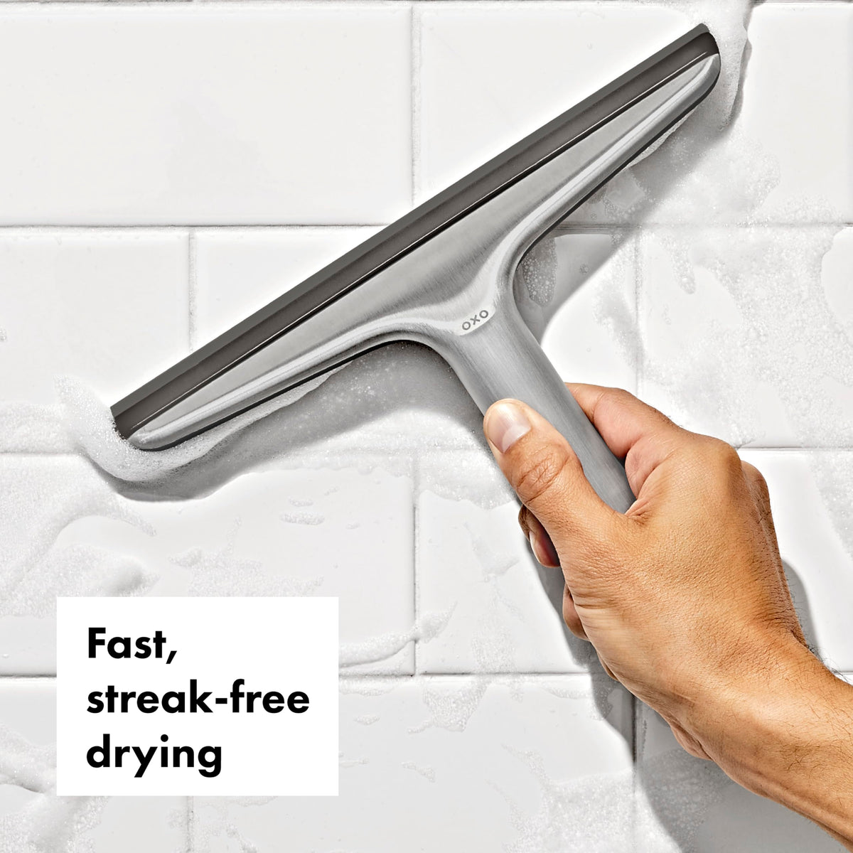OXO Good Grips stainless steel squeegee handle—soft nonslip grip for wet cleaning