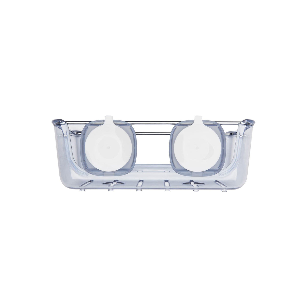 OXO Good Grips Suction Large Basket upside-down bottle storage with holes.