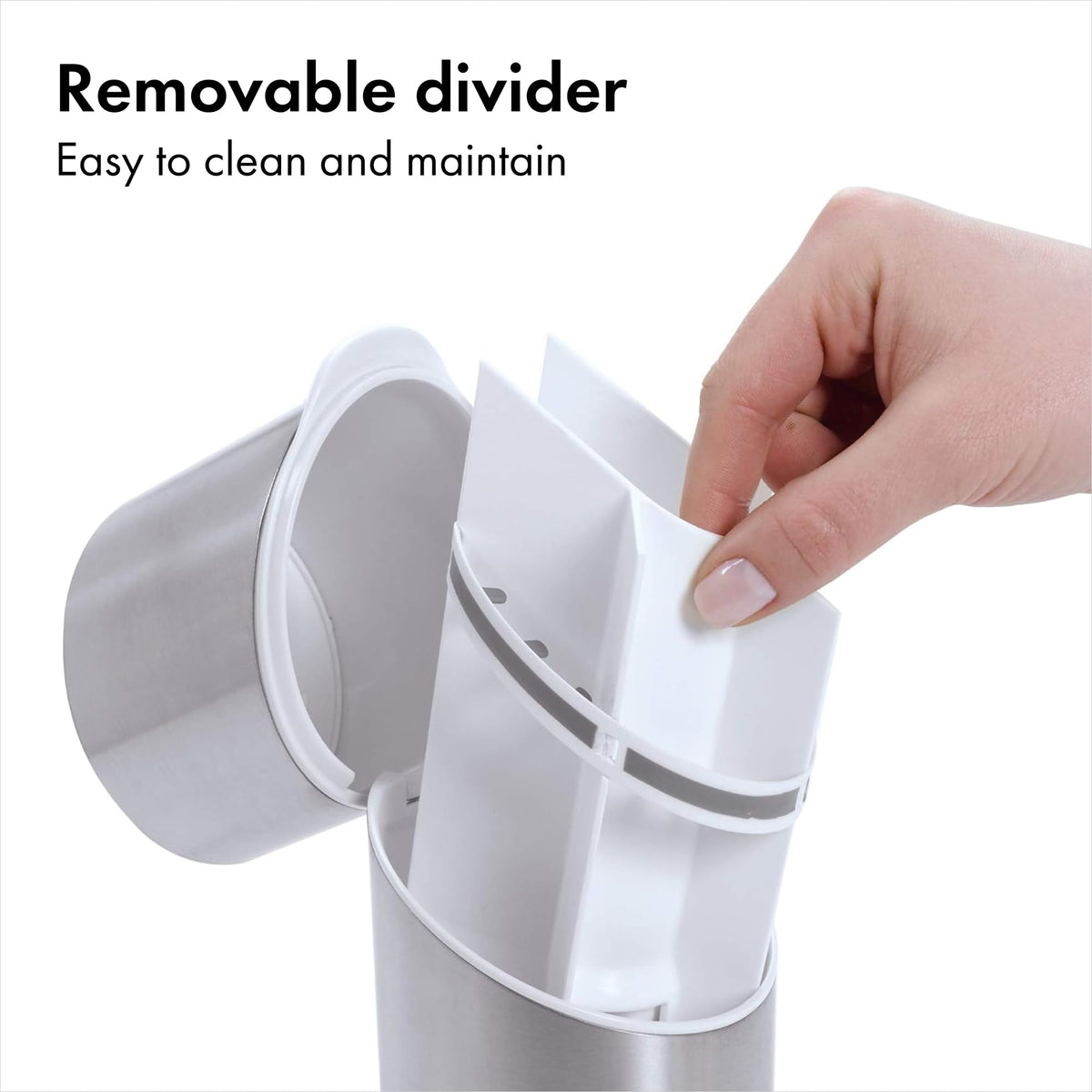 OXO Good Grips toothbrush organizer interior divider keeps heads separate.