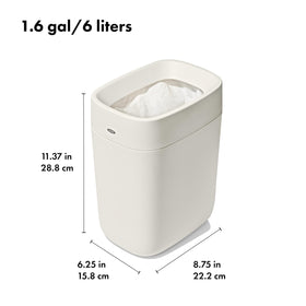OXO Good Grips trash can complements bathroom, bedroom, and office decor.