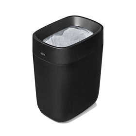 OXO Good Grips bathroom trash can in a compact 6-liter size for small spaces.