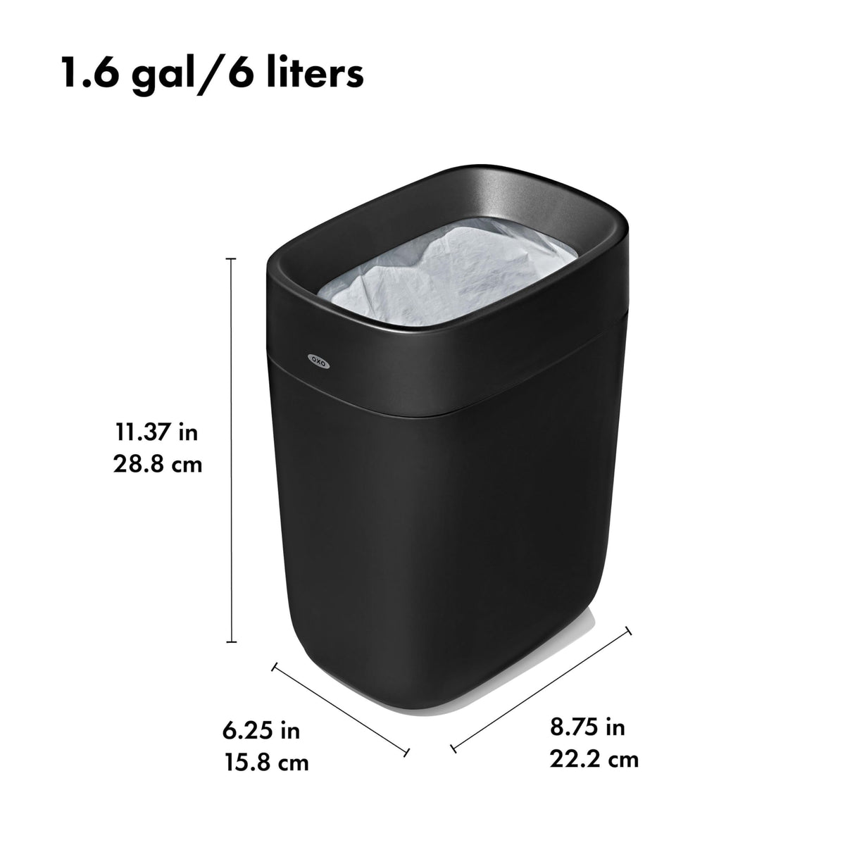 OXO Good Grips trash can interior wipes clean quickly.