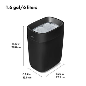 OXO Good Grips trash can interior wipes clean quickly.