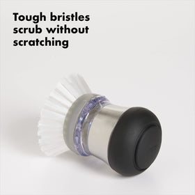 Twist-off brush head allows quick bristle replacement for extended use.