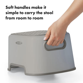 OXO Tot Step Stool Drizzle side view highlights non-slip surface and stable base.