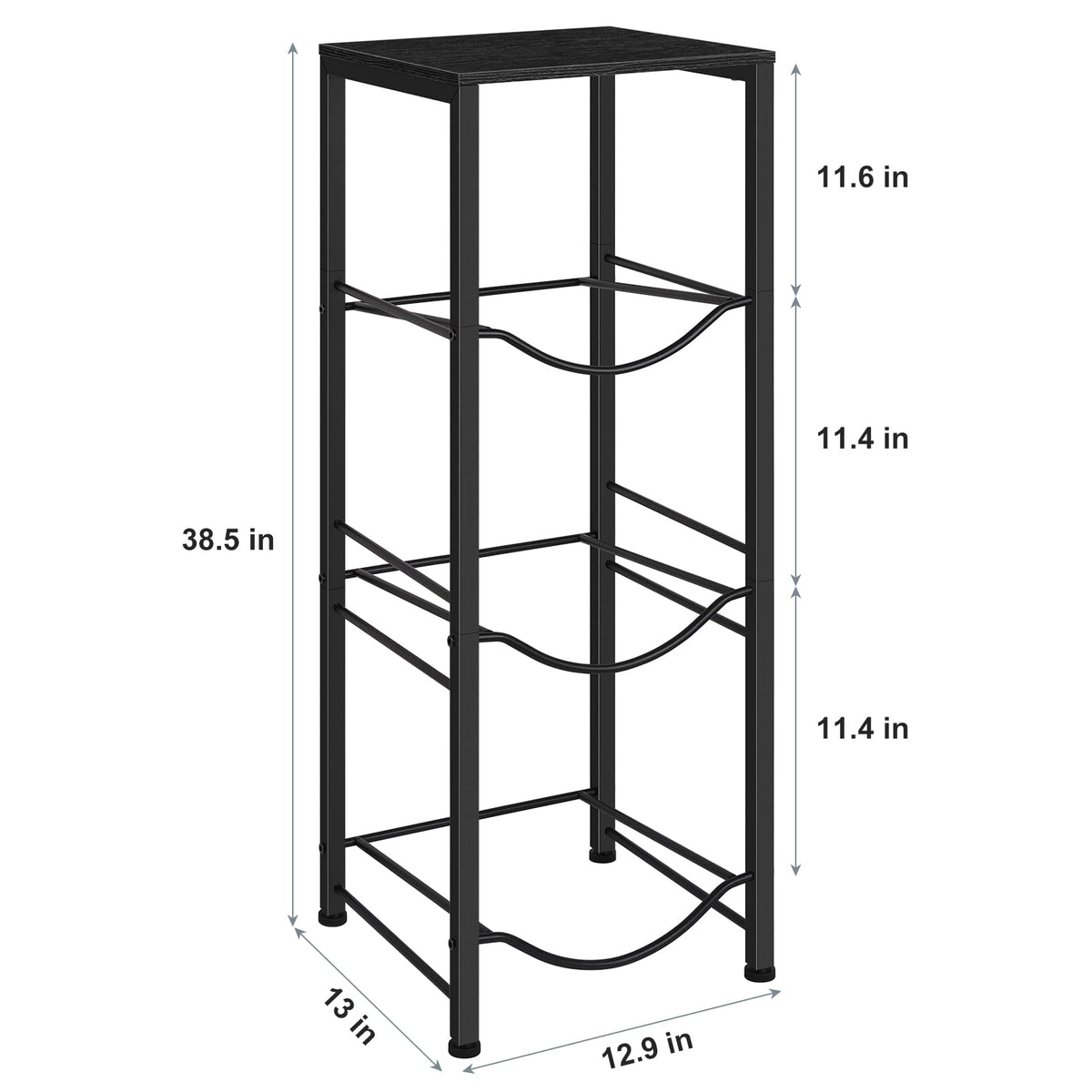 OYEAL 3 tier shelving system keeps jugs organized.