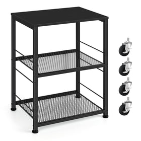 OYEAL black night stand with industrial metal frame, ideal for compact bedside storage.