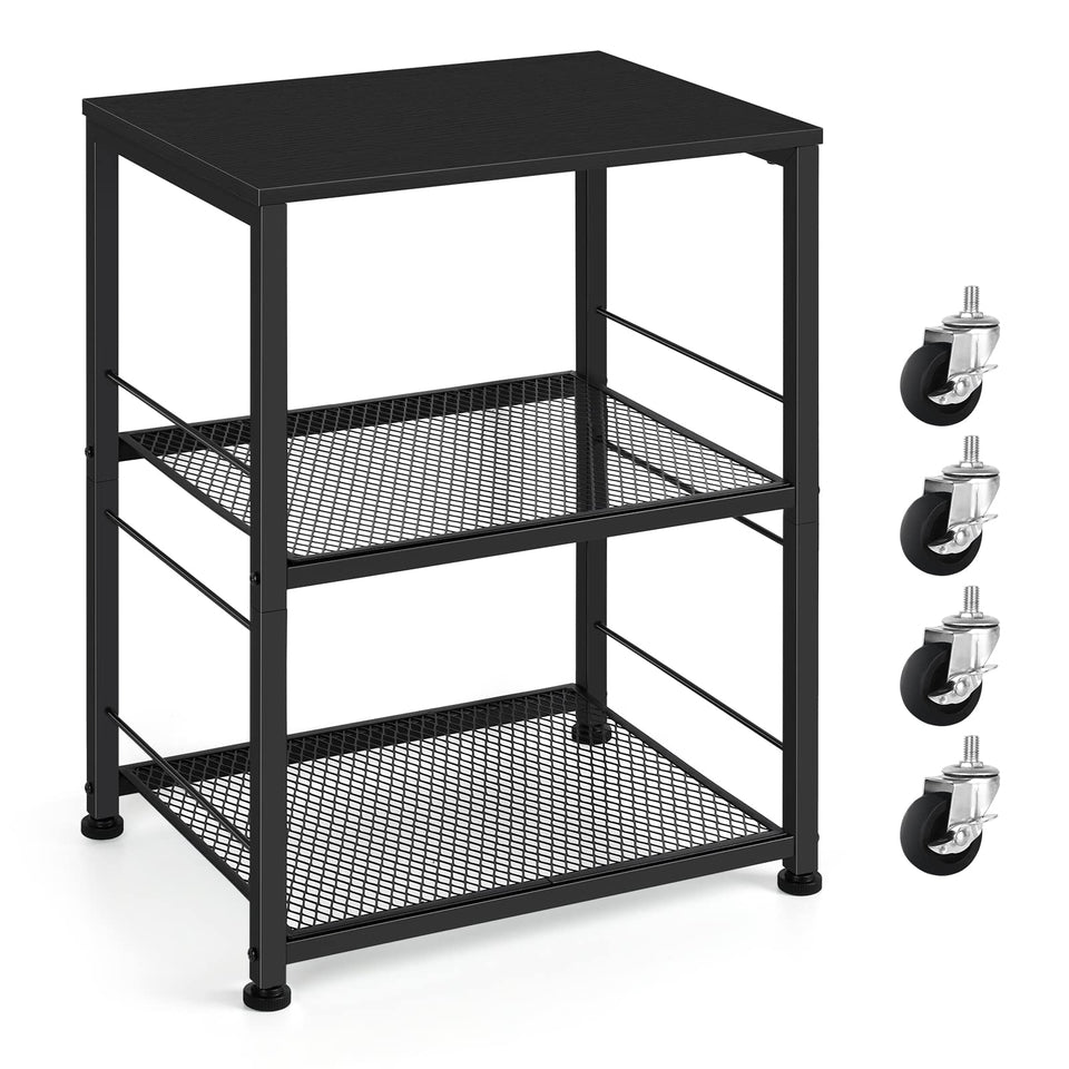 OYEAL black night stand with industrial metal frame, ideal for compact bedside storage.