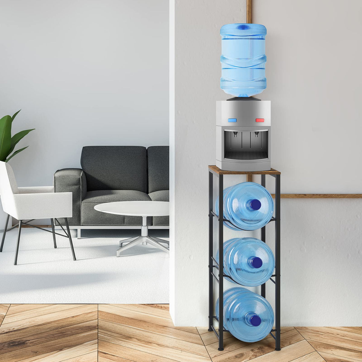 OYEAL kitchen setup with water rack installed for easy access.