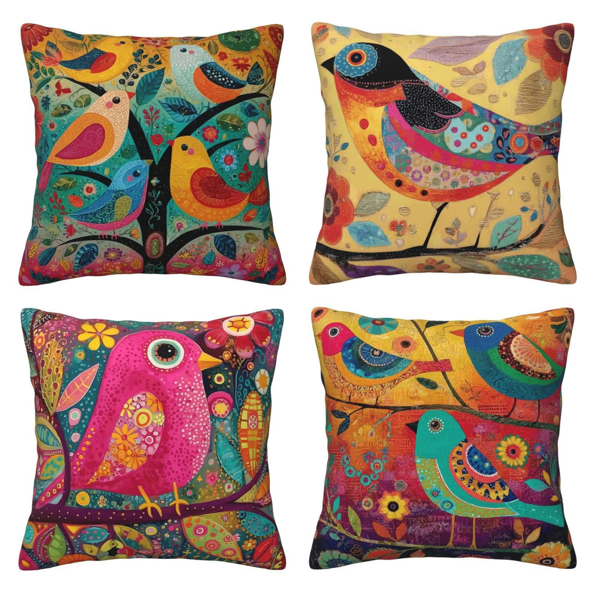 oyebn colorful bird pillow cover with double-sided print for versatile sofa styling
