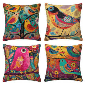 oyebn colorful bird pillow cover with double-sided print for versatile sofa styling