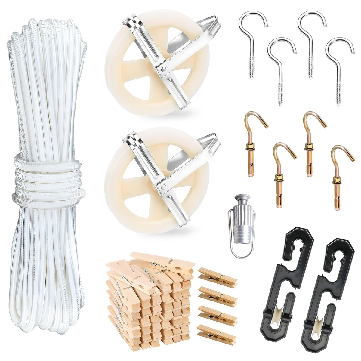 oyhqes clothesline kit outdoors ready for sun-dried laundry and breeze