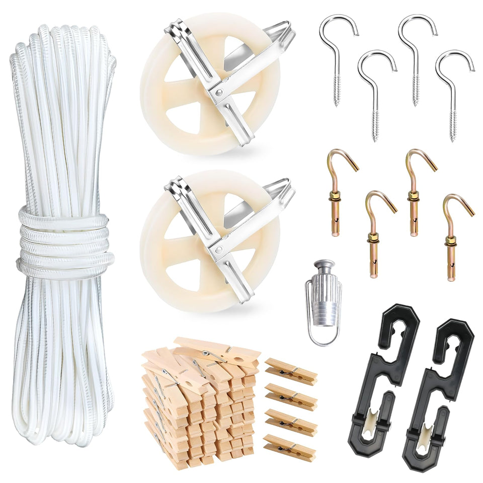 oyhqes clothesline kit outdoors ready for sun-dried laundry and breeze