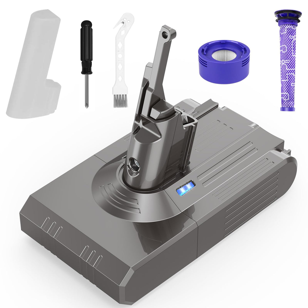 OYLIETORA V-8 battery packaging highlights 9000mAh capacity for extended cleaning sessions.
