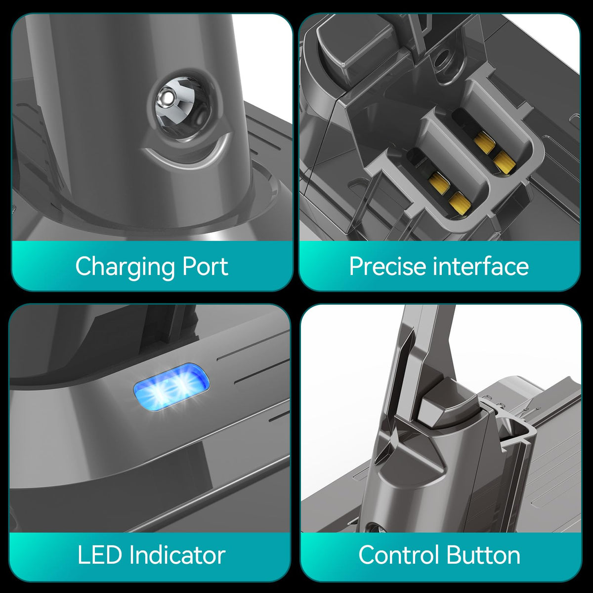 OYLIETORA V-8 battery with filters helps preserve suction and filtration.