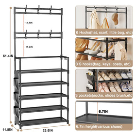OYREL 5-tier shoe rack vertical storage storing 15–20 pairs of shoes.