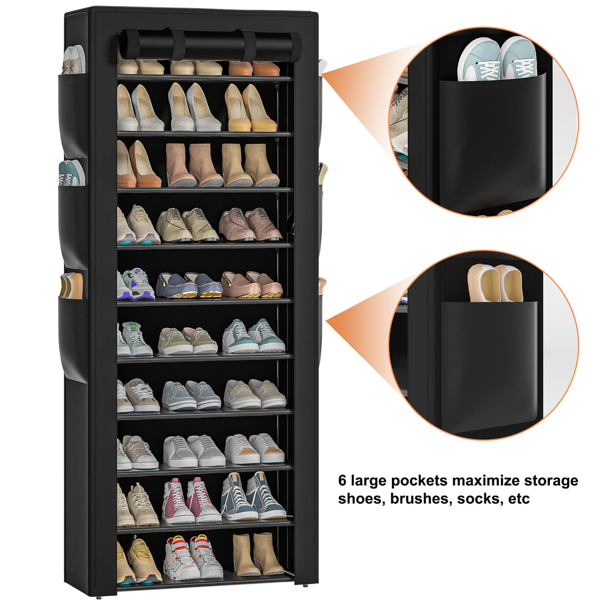OYREL tall shoe rack assembly demonstrates easy setup and sturdy frame.