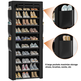OYREL tall shoe rack assembly demonstrates easy setup and sturdy frame.