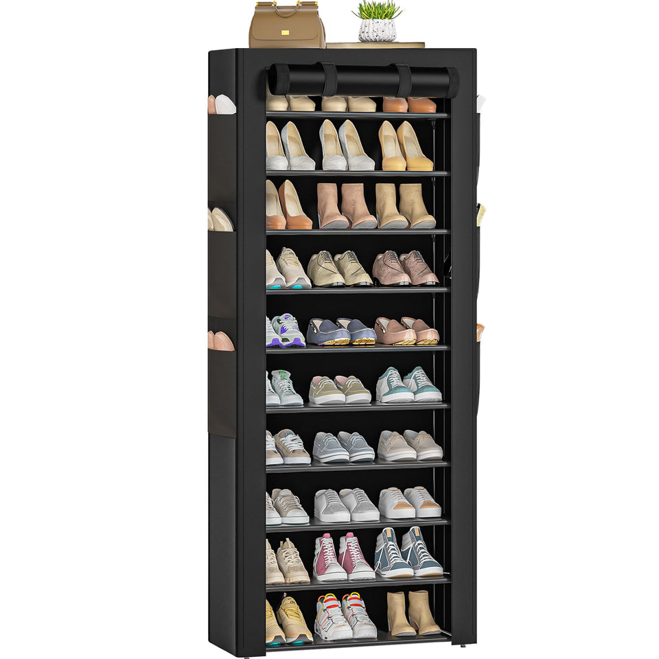 OYREL large shoe rack front view showing tall organized entryway storage.