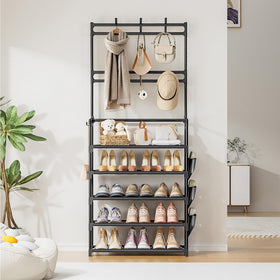OYREL multipurpose-storage demonstrating versatility beyond shoes for towels and bags.