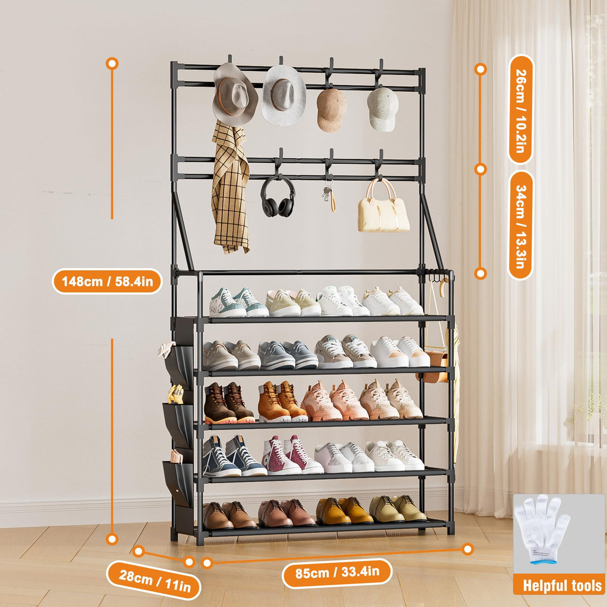 OYREL top hooks detail for hats and accessories.