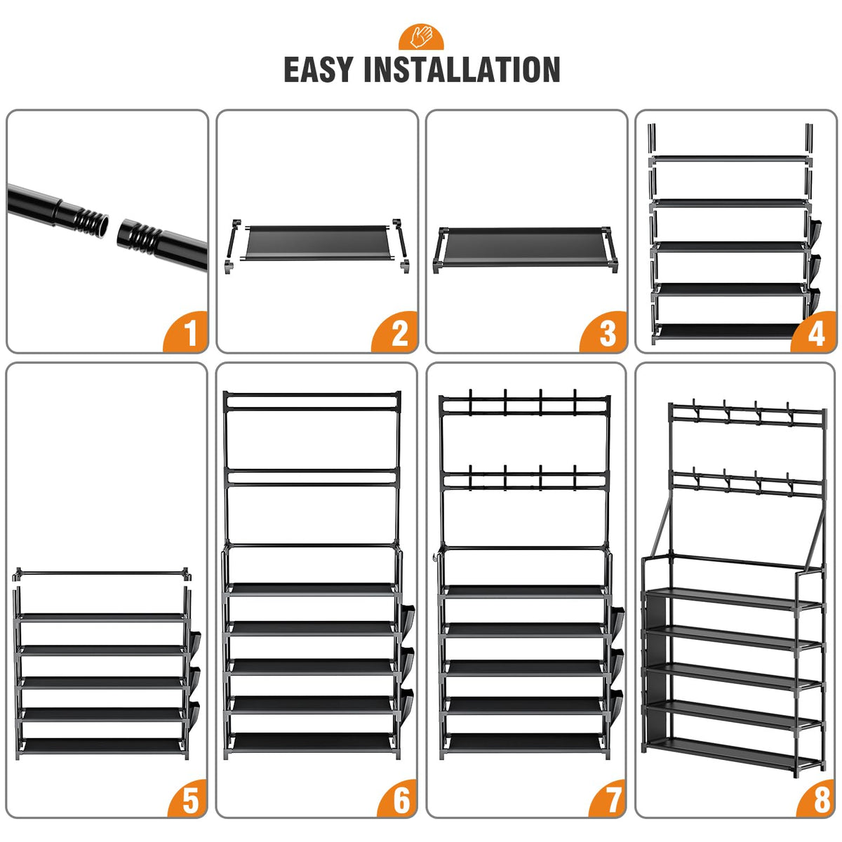 OYREL waterproof fabric shelves are easy to clean.