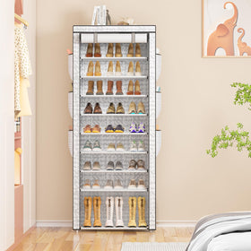 Closet organization using the OYREL rack to maximize vertical storage.